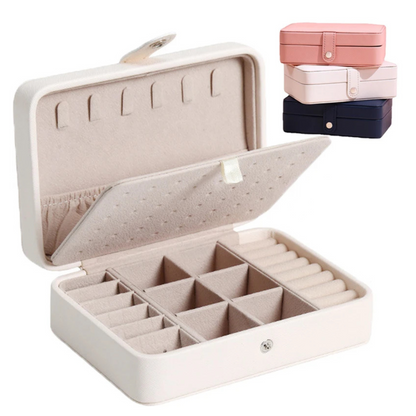 Boîte à bijoux en cuir compacte