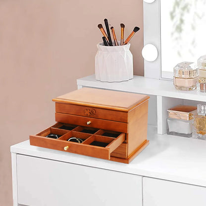 Boîte à bijoux avec miroir intégré à 4 niveaux