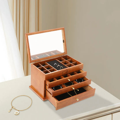 Boîte à bijoux avec miroir intégré à 4 niveaux