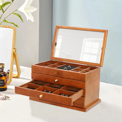 Boîte à bijoux en bois et velours